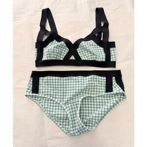 MARNI Gingham Stripe Bandage Baby Blue 2 Pieces Bikinis Set Resort Luxury Beach